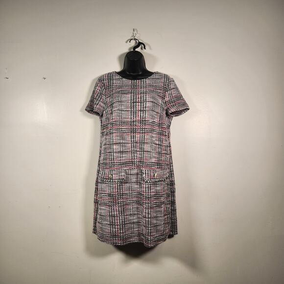 Primark Dresses & Skirts - PRIMARK Mini Dress Womens 10 Black White Tweed Tartan Plaid Office Career 70s